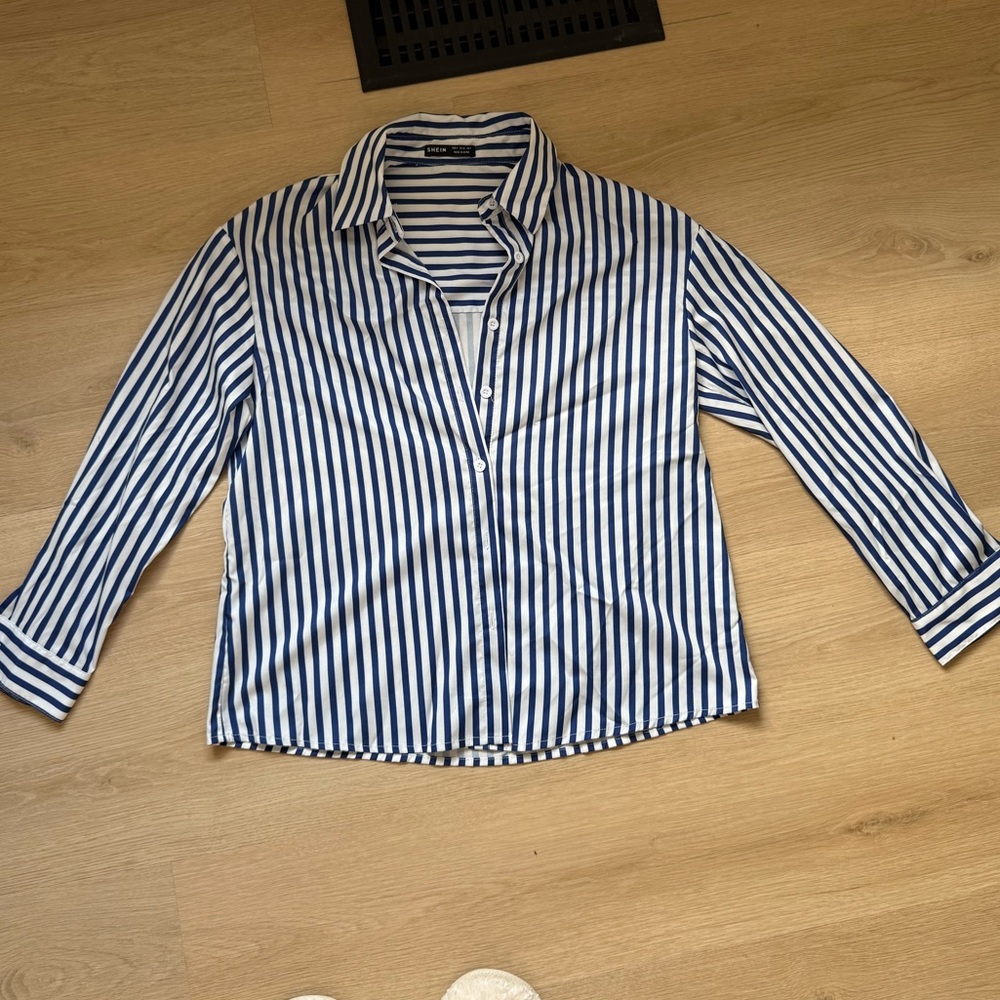 Blue striped button up